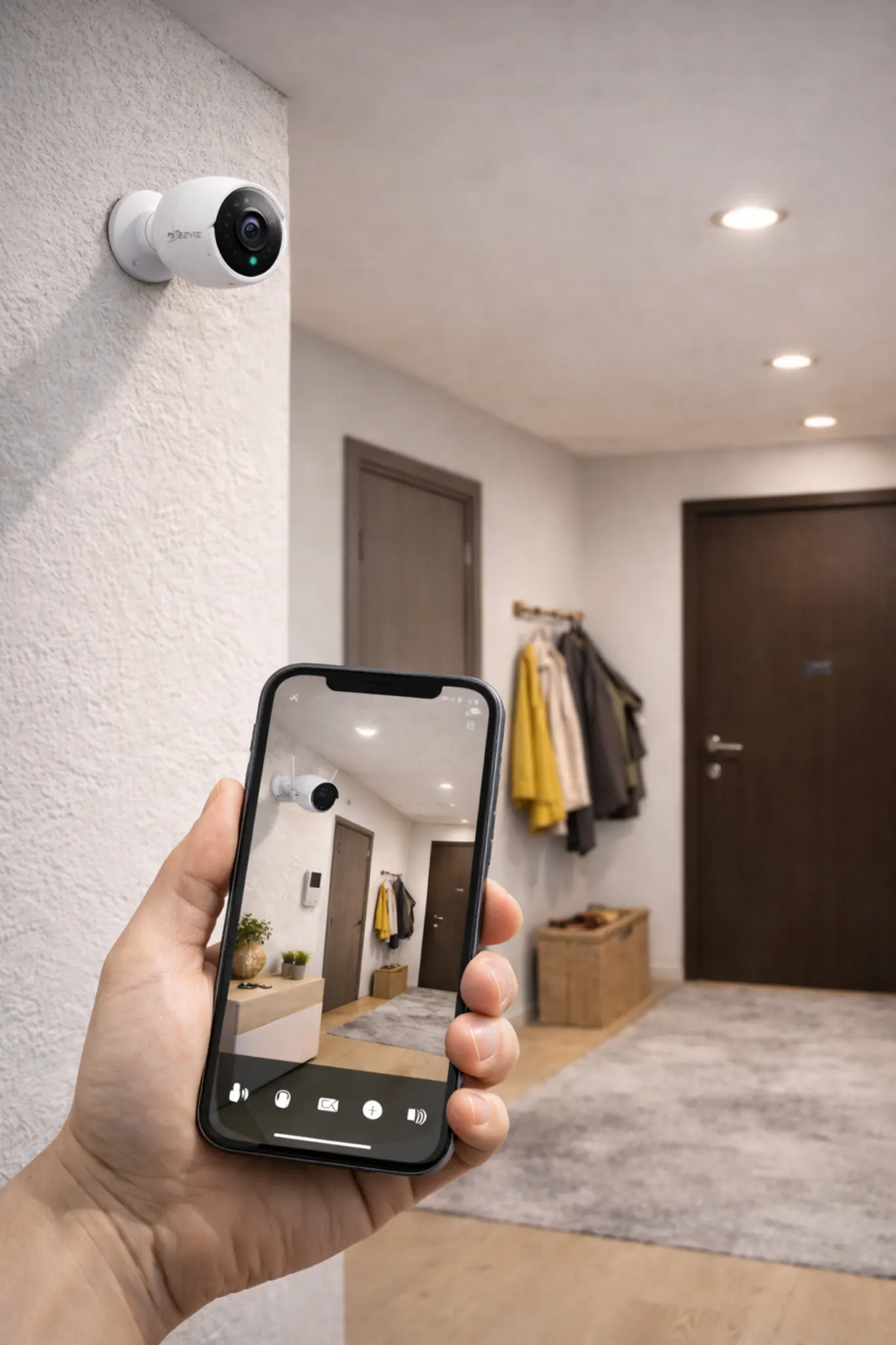 камера видеонаблюдения в прихожей квартиры над входной дверью