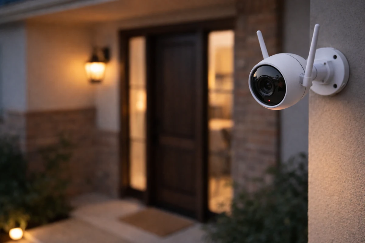 уличная камера EZVIZ установлена на доме и стабильно работает