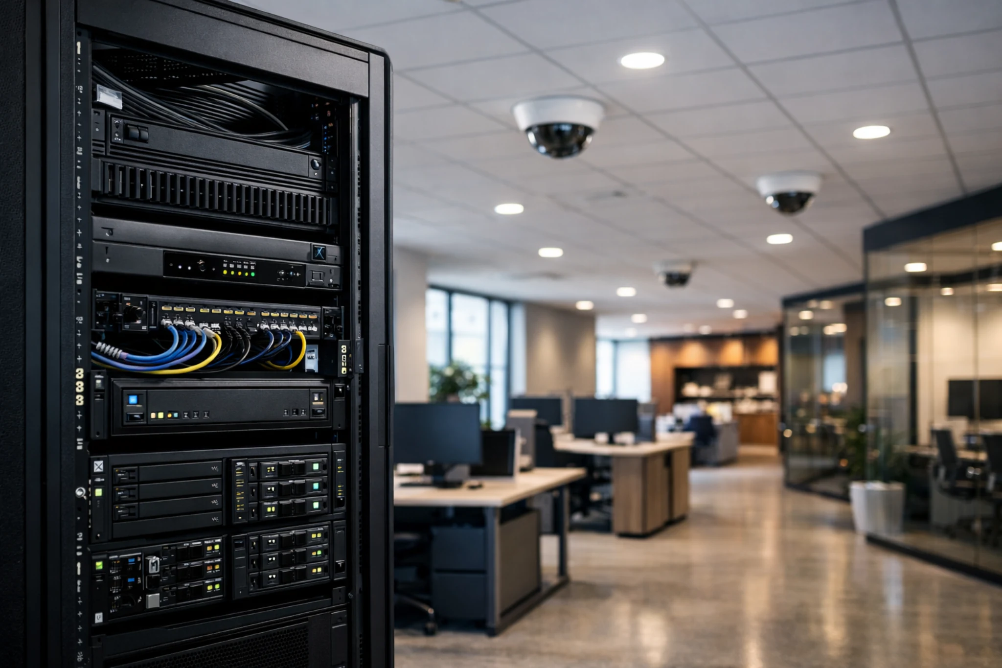 Серверная стойка и система видеонаблюдения для офиса