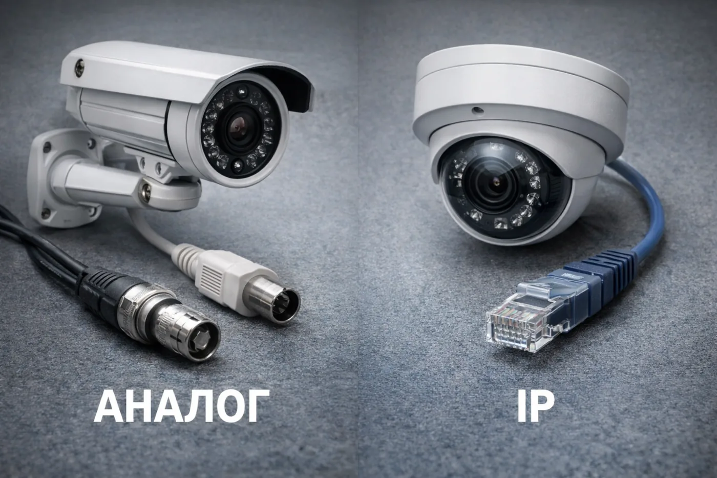 Сравнение аналоговой и IP-камеры: разъёмы и кабели