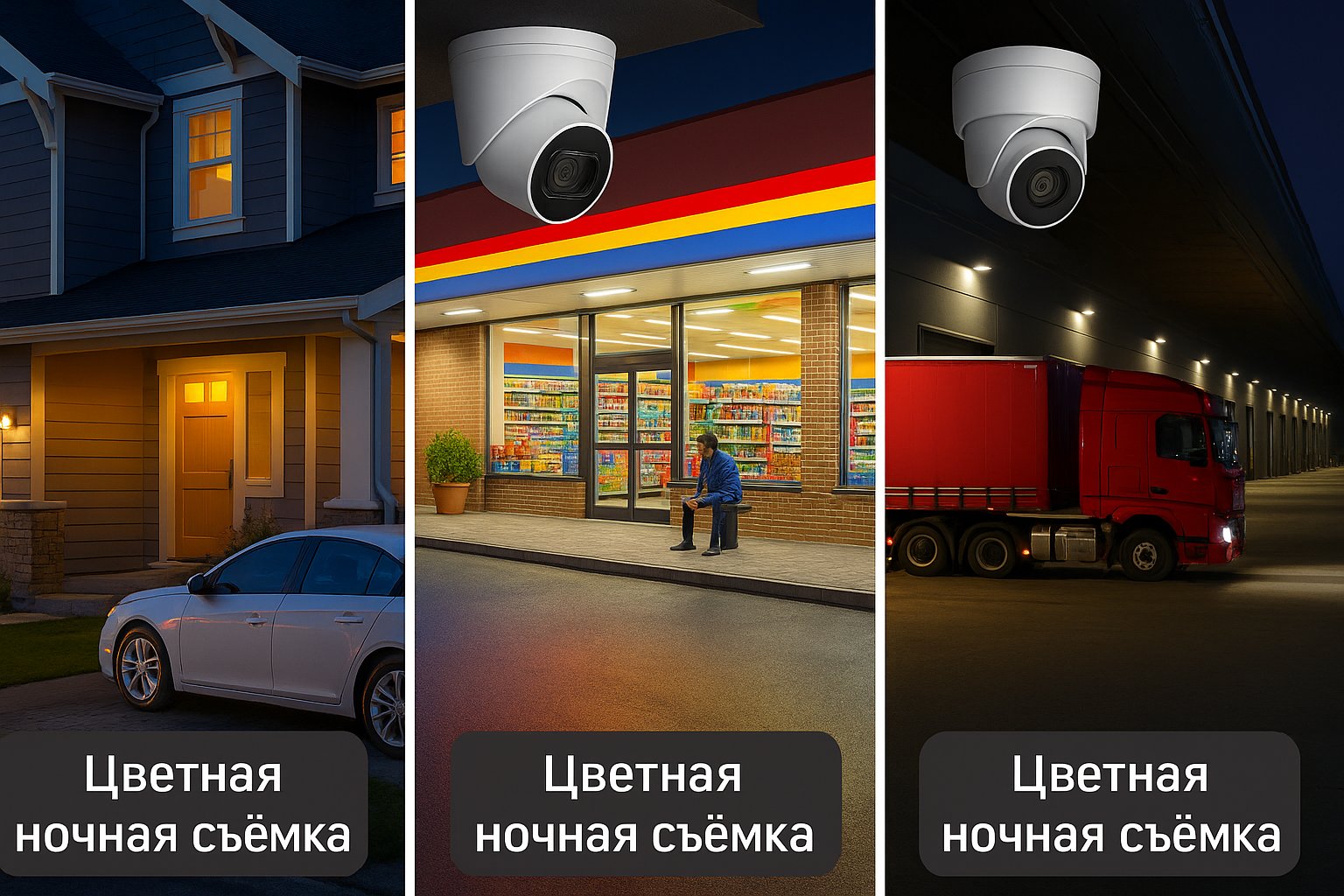Тёплая подсветка в ночной съёмке
