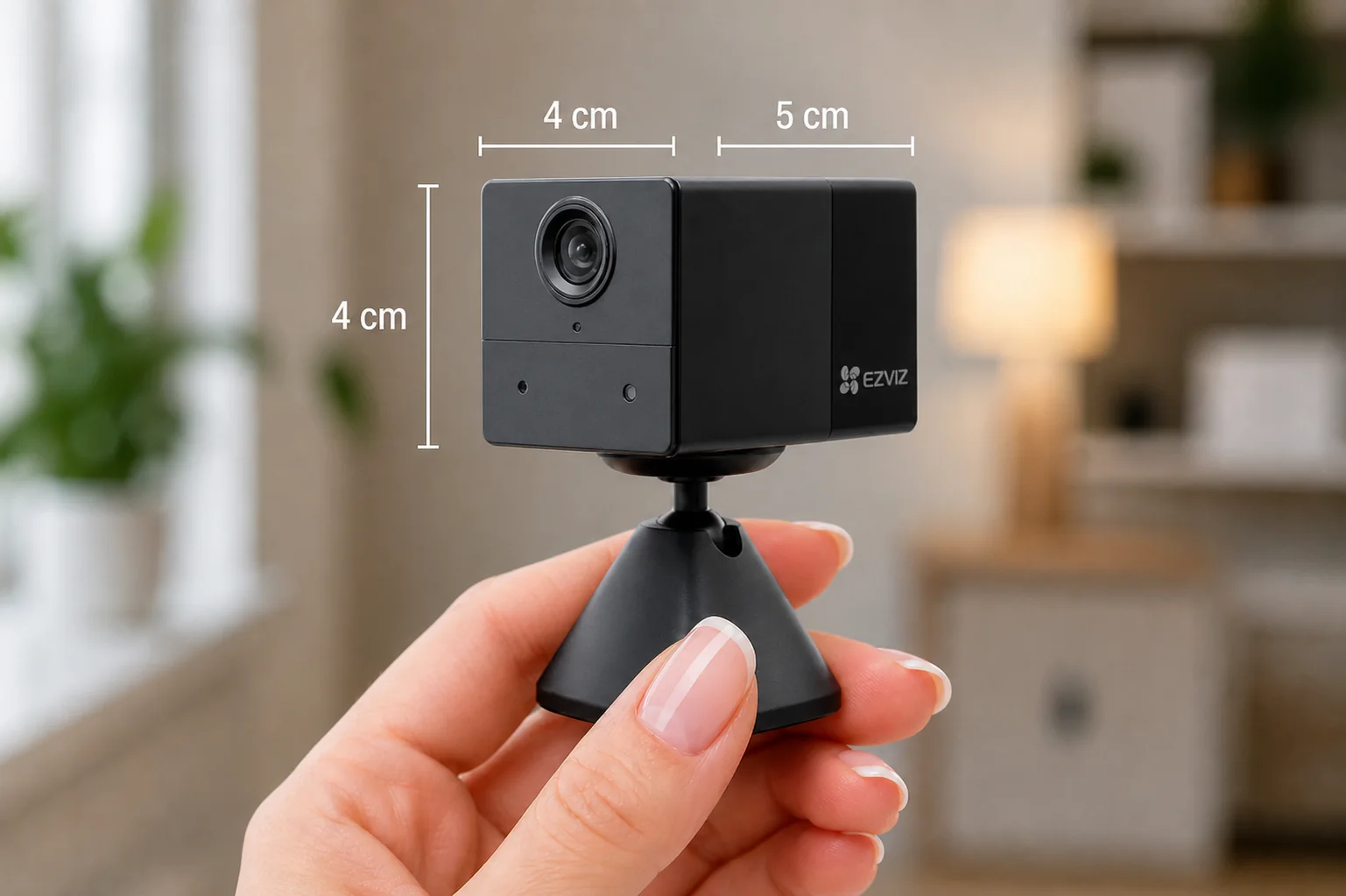 EZVIZ CB2 Black в руке — компактная автономная камера