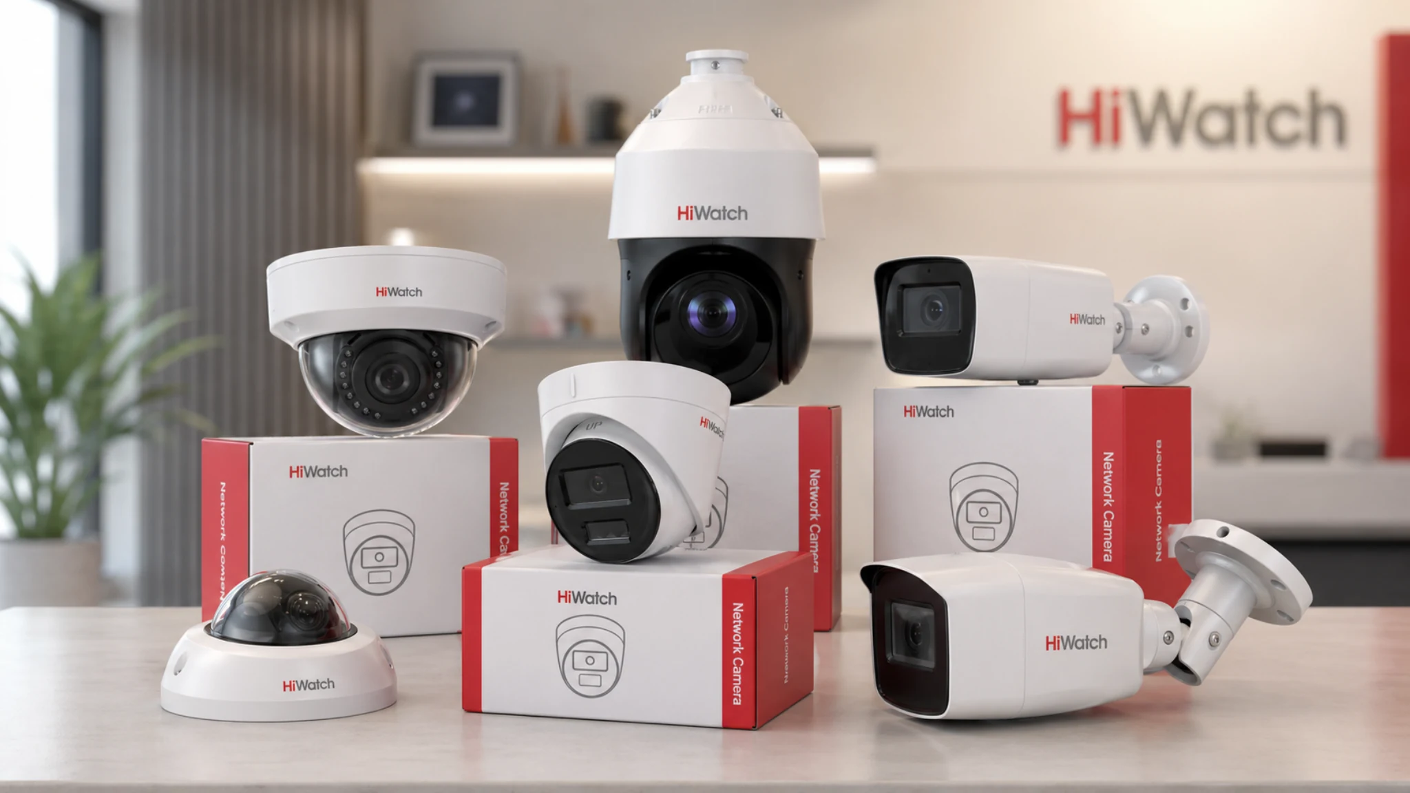 Камеры HiWatch на коробках: купольные, корпусные и поворотные модели