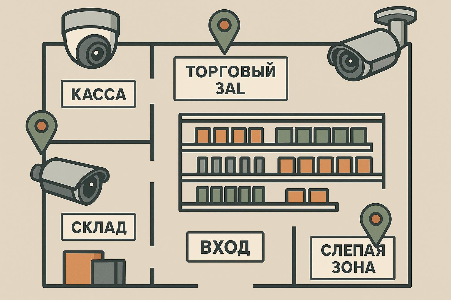 План магазина с размещением камер