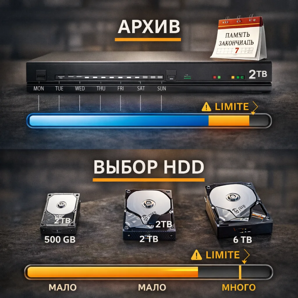 Архив видеонаблюдения и выбор жёсткого диска для регистратора.