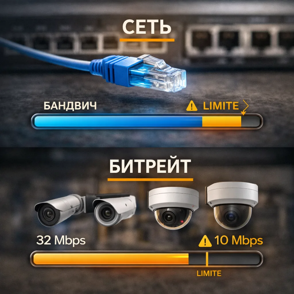Сеть и битрейт в видеонаблюдении: нагрузка и лимиты.