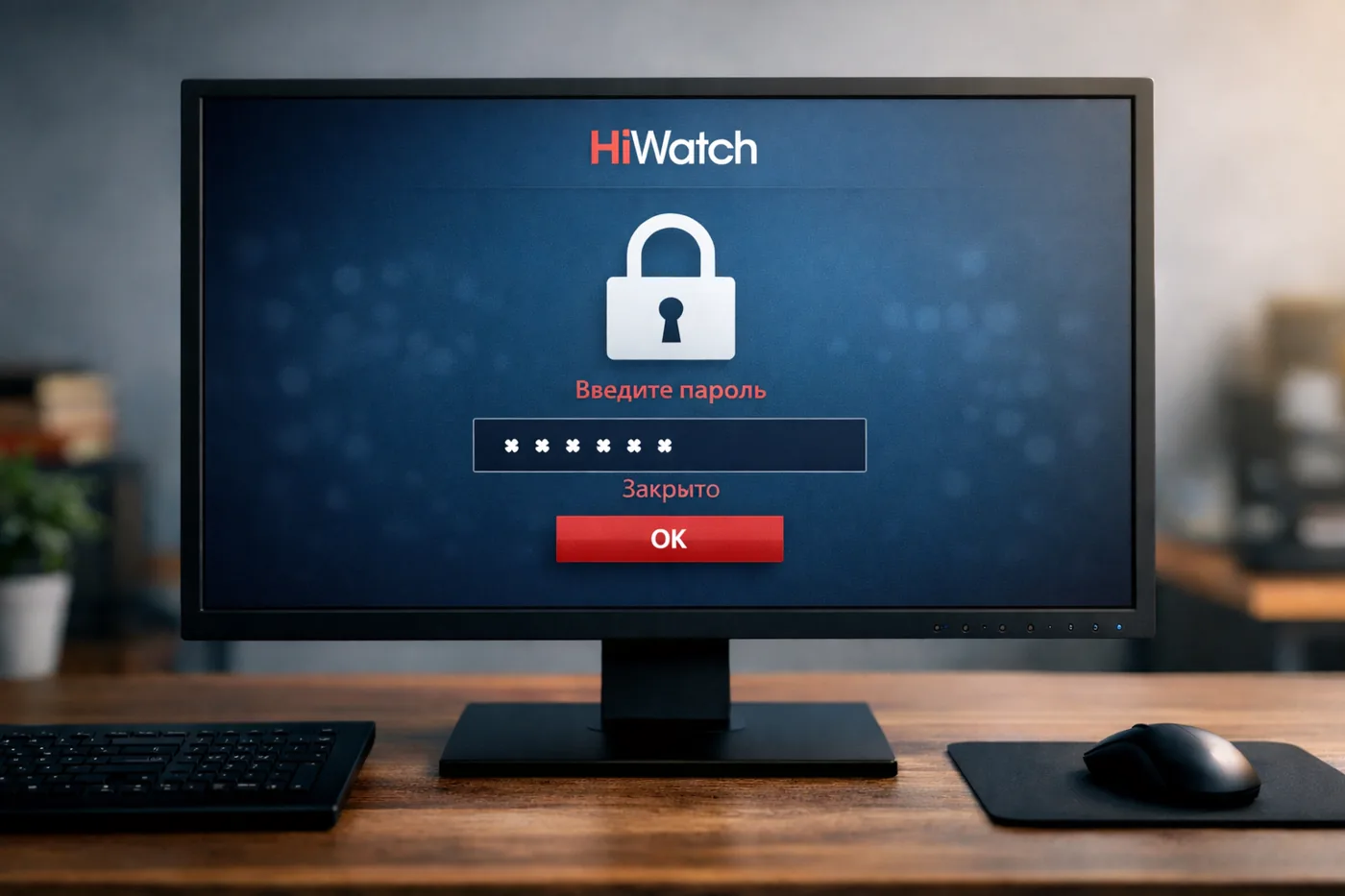Экран ввода пароля на видеорегистраторе HiWatch