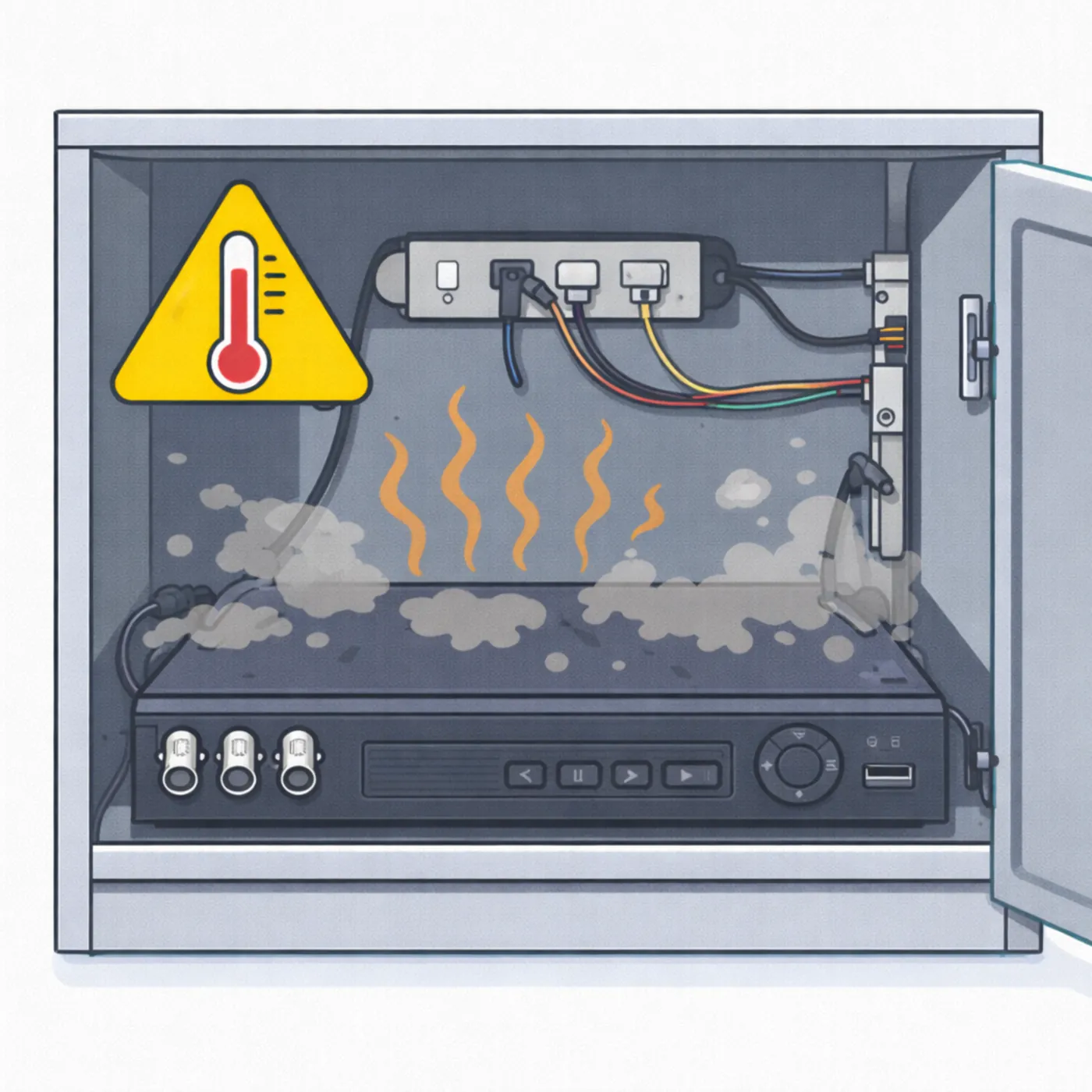Перегрев регистратора в закрытом шкафу может приводить к пропускам записи и сбоям