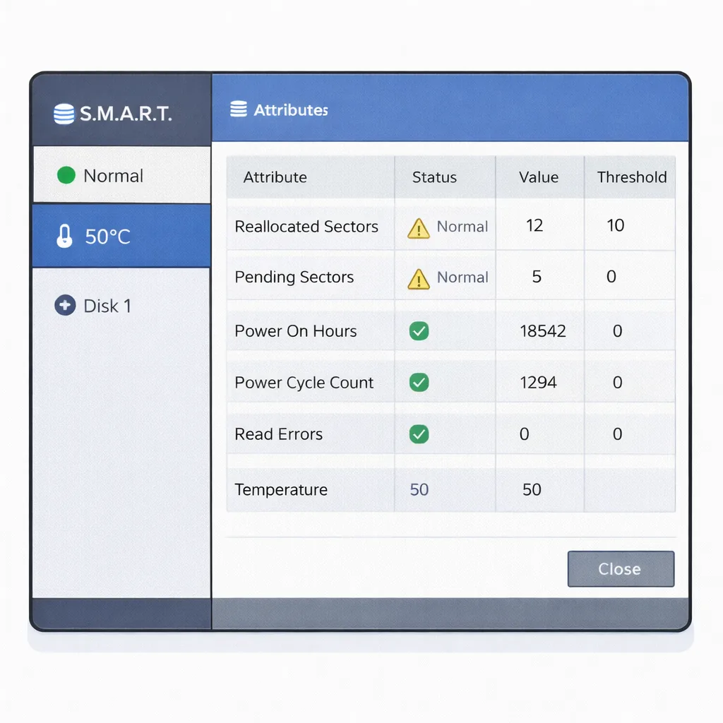 S.M.A.R.T.-диагностика диска: параметры износа и температура