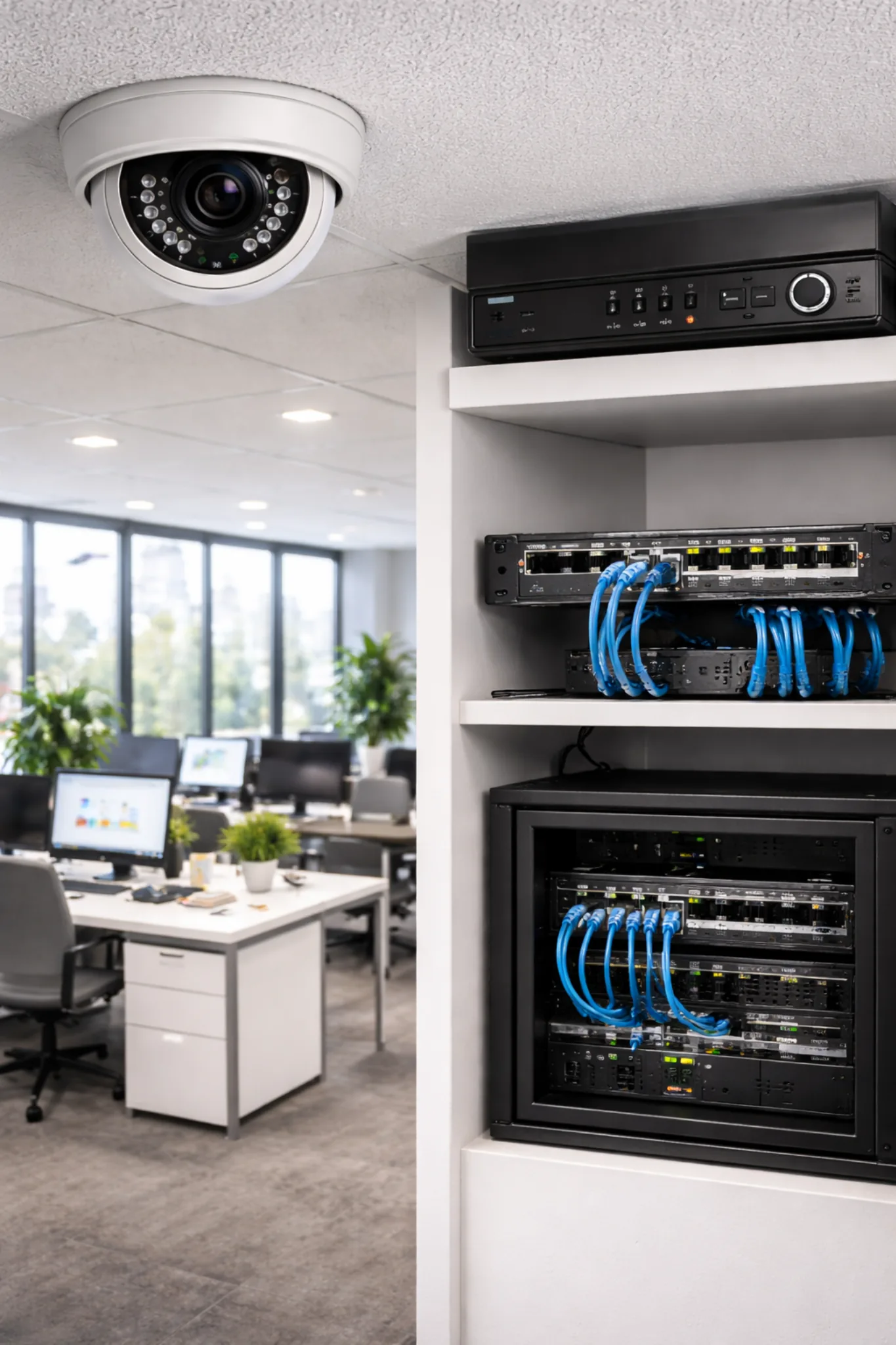 Серверная и оборудование видеонаблюдения в офисе